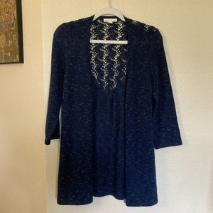 Westport 1962 Lace Top Open Front Blue Lace Size Small